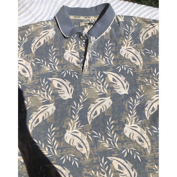 Vintage Island Green Abstract Print Polo Shirt Men Size Large - Picture 1 of 8